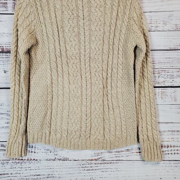 Inis Crafts Irish Merino Wool Ribbed Knit Fisherman Sweater Jacket Gorpcore Med - Picture 8 of 12